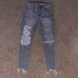 American Eagle Grey Ripped Jeans Size 4